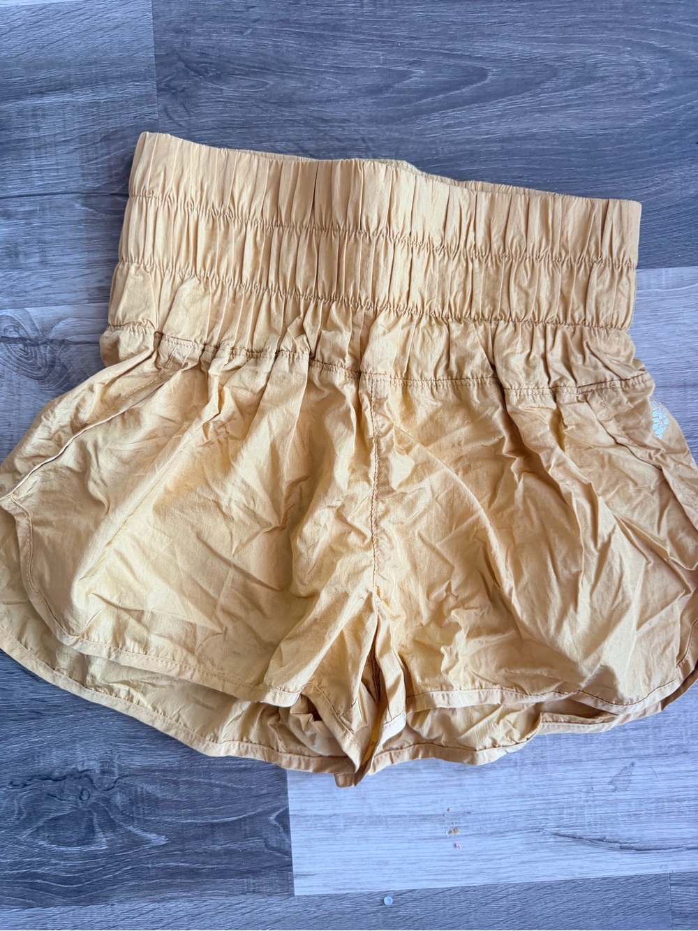 Free People High-Waist Pale Yellow Ruffle-Top Shorts